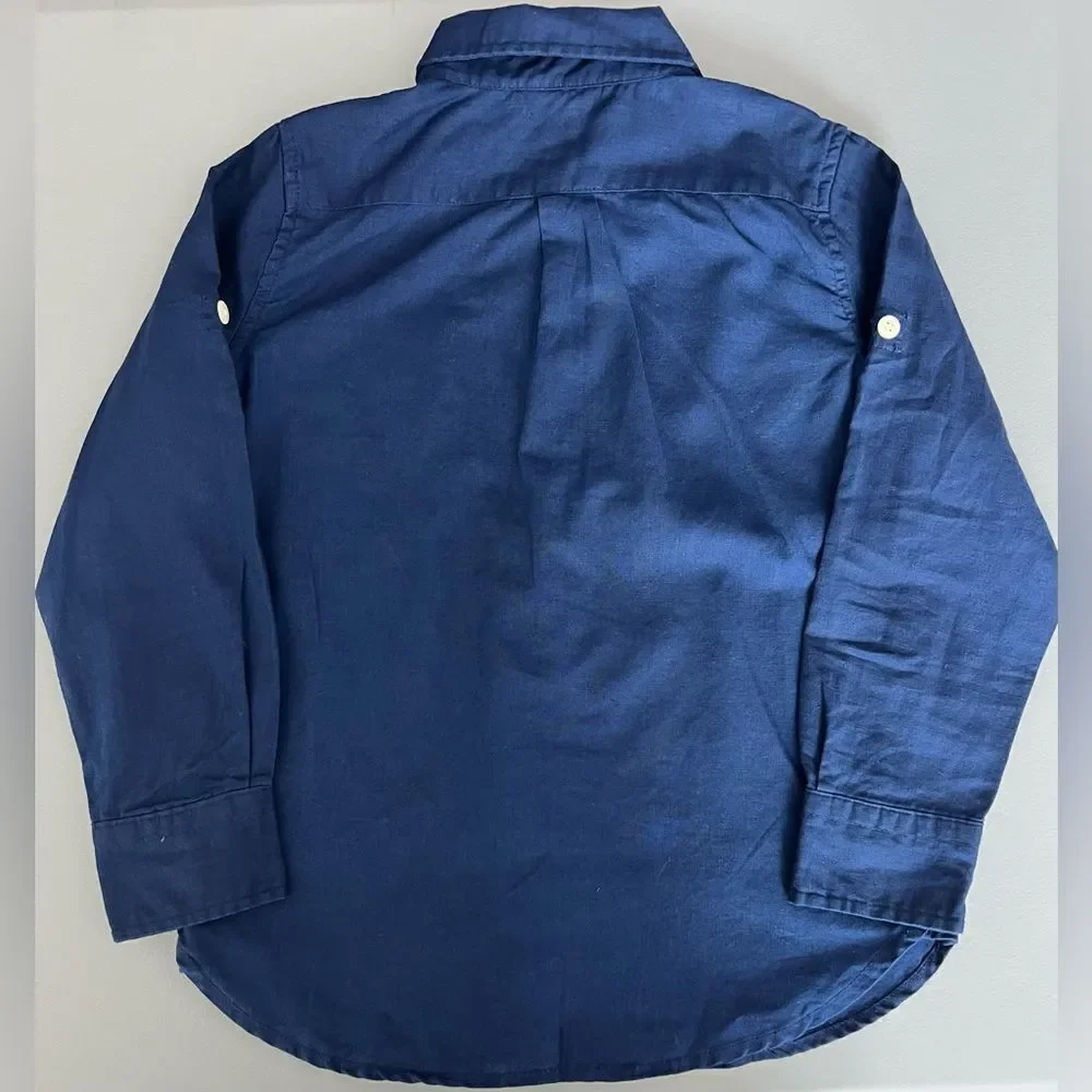 GAP Blue Button Down Shirt Long Sleeve Linen Cotton Blend - Picture 2 of 7